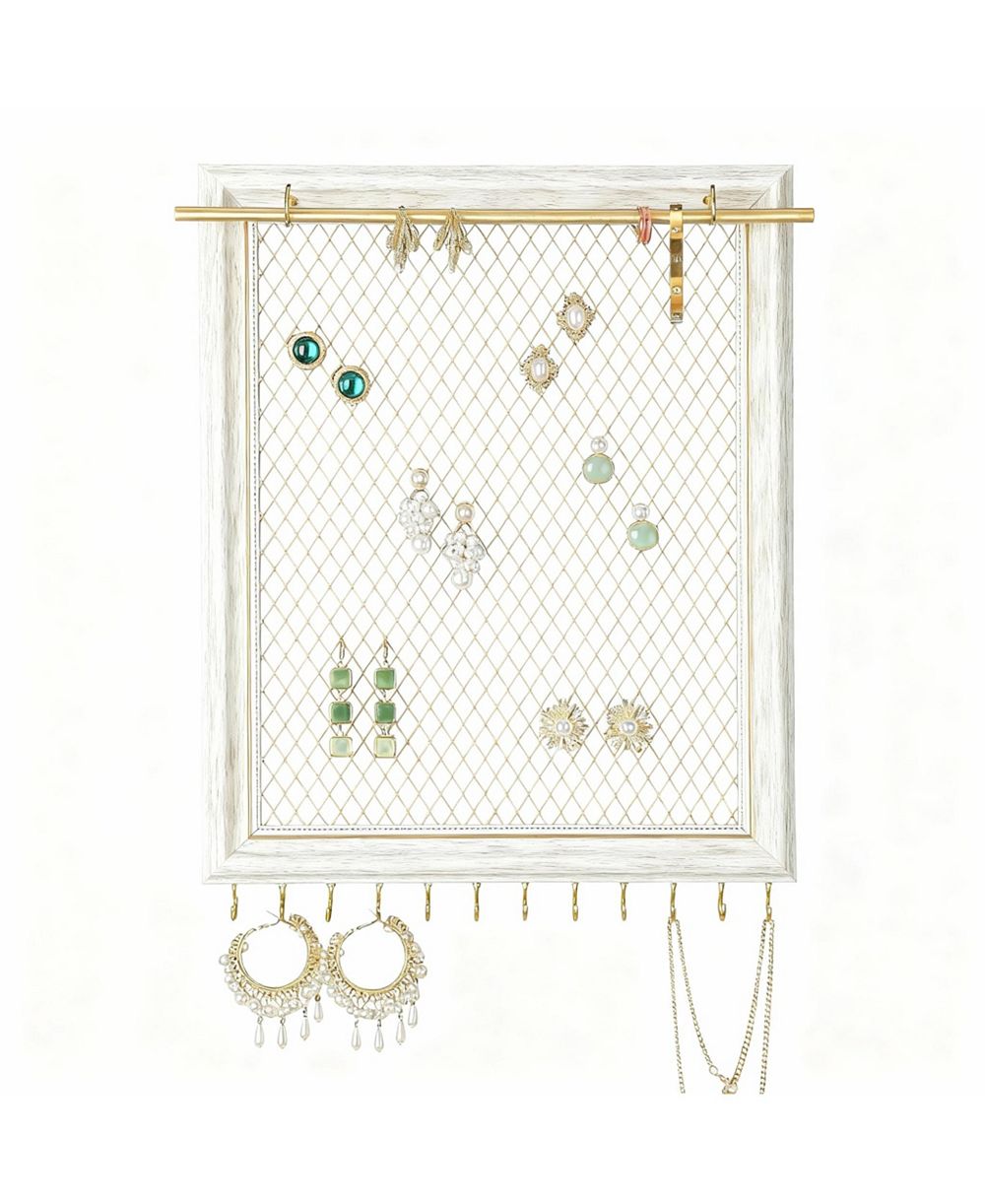 YIGII Vintage Wall Earring Wall Rack с 12 hooks и removable rod