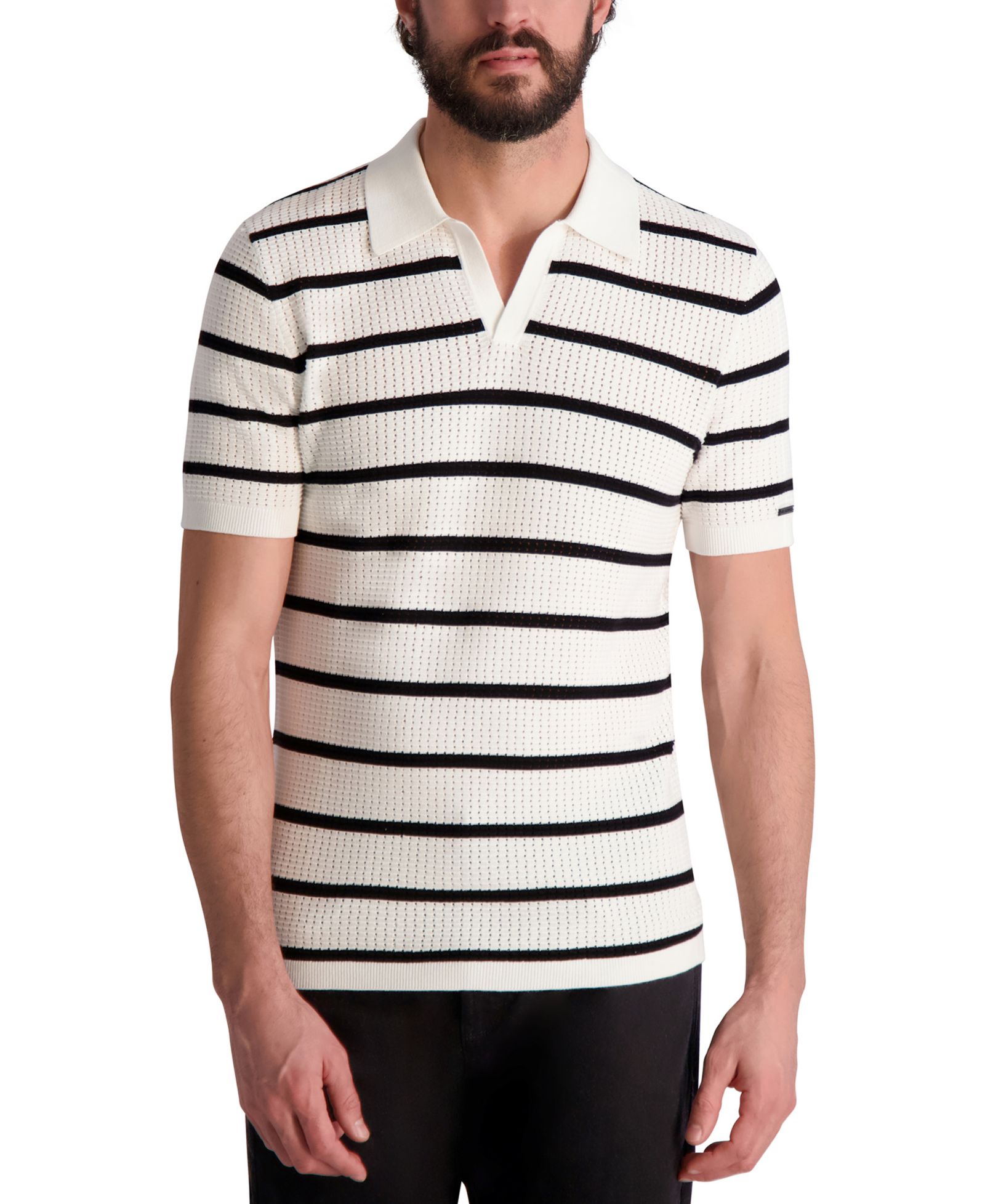 KARL LAGERFELD PARIS Men's Short-Sleeve Regular-Fit Polo Sweater