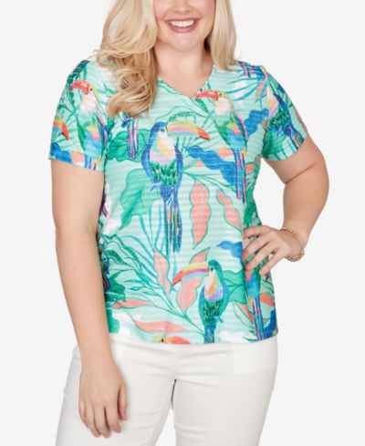 Футболка Alfred Dunner Petite Resort Living Toucan Textured Short-Sleeve T-Shirt