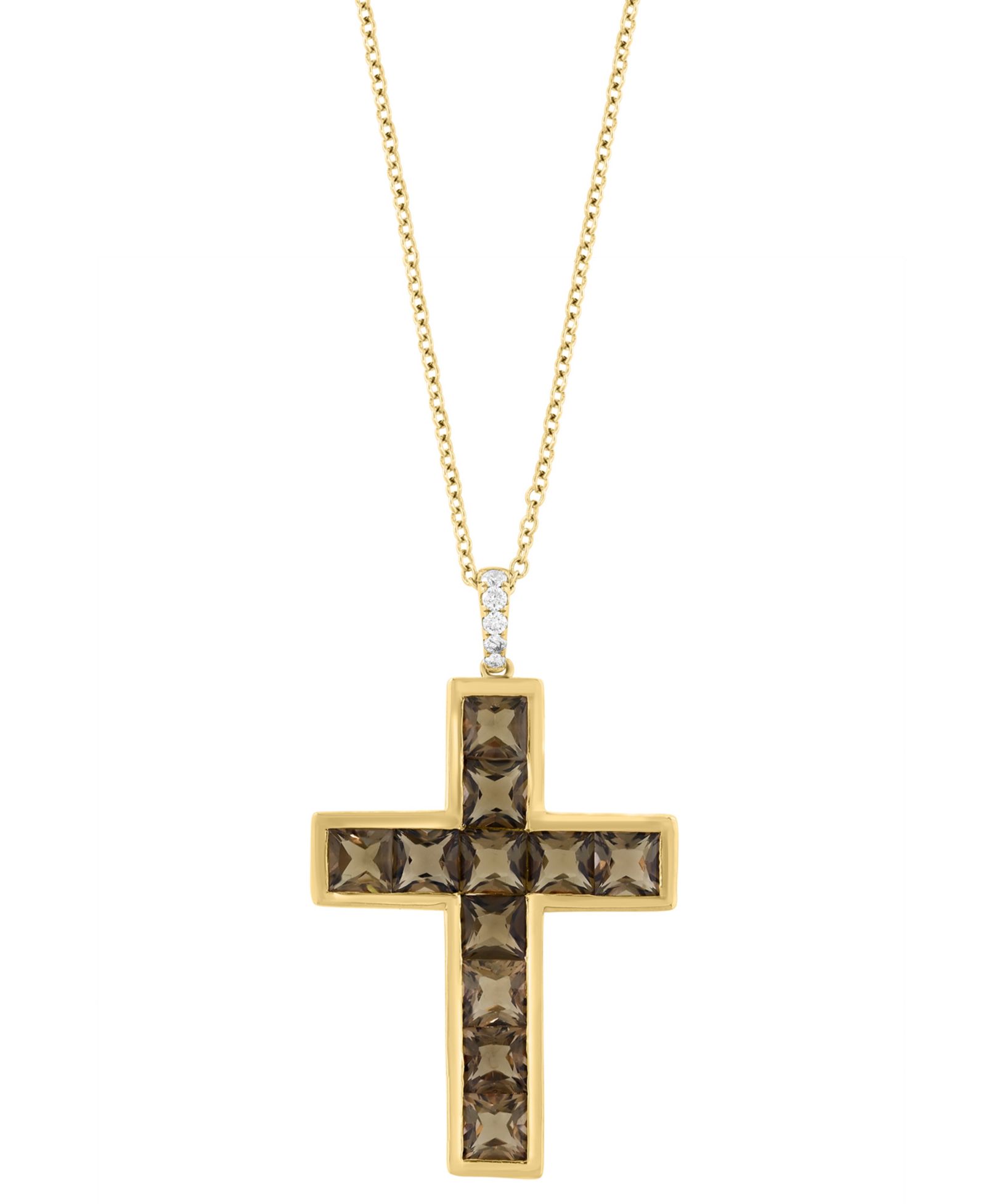 Колье-подвеска EFFY Collection Citrine and Diamond Cross в золотом напылении на серебре