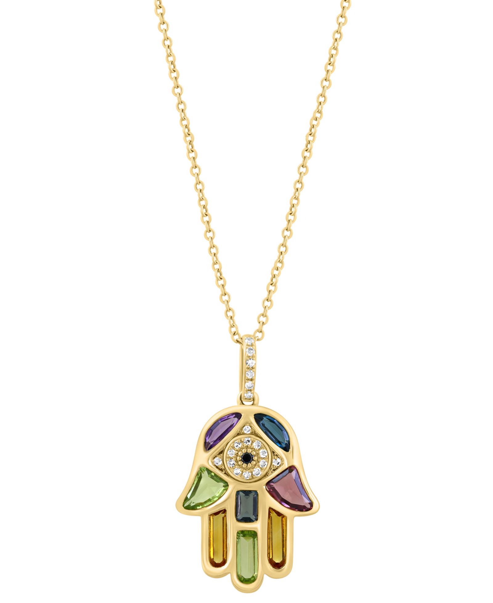 Подвеска EFFY Collection Multi-Gemstone, Black Diamond и White Diamond в 14k Yellow Gold
