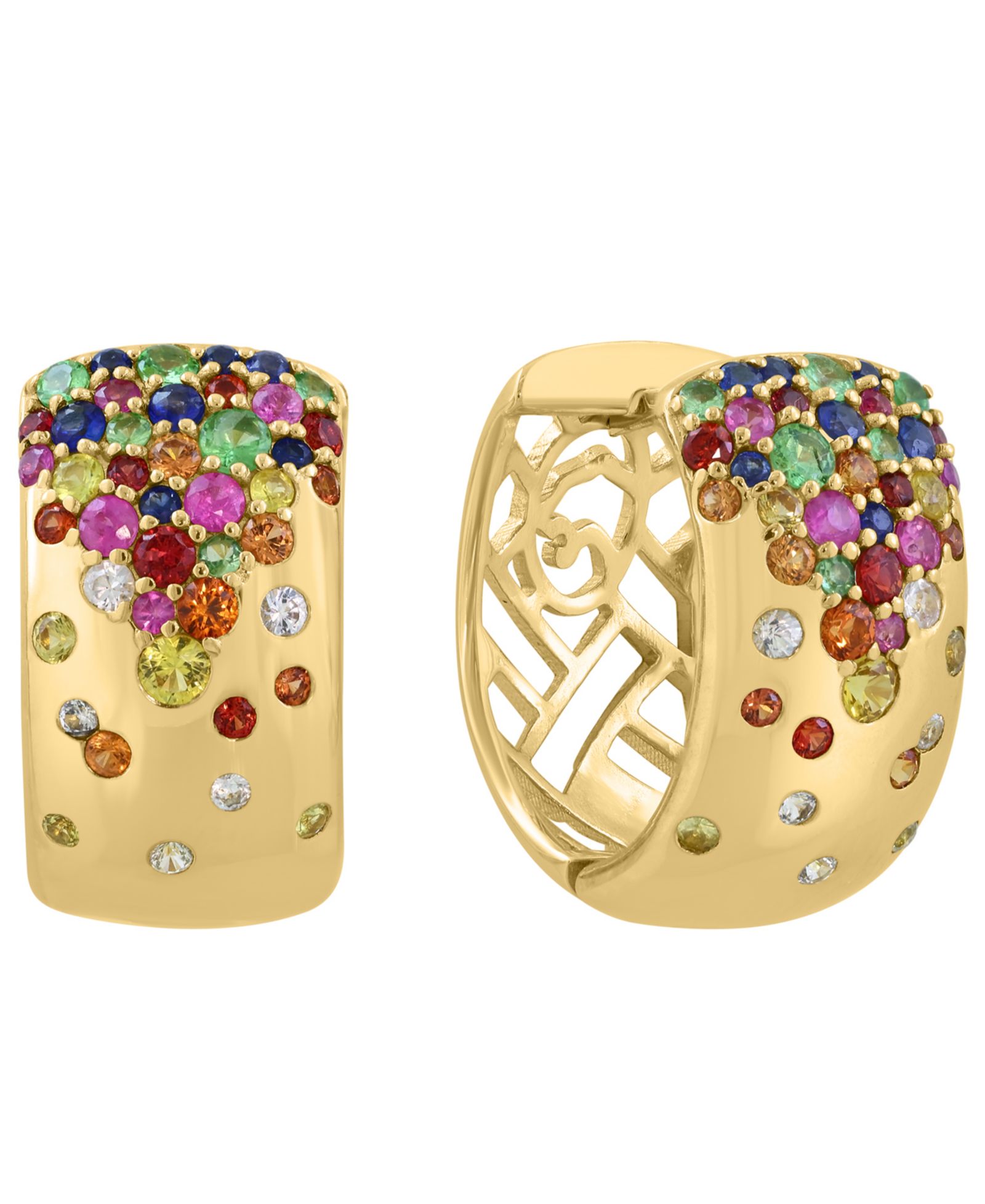 EFFY Collection Multi-Gemstone (1-5/8 ct. t.w.) Earrings in 14k Yellow Gold-Plated Sterling Silver
