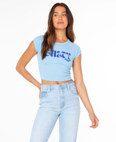Roxy Women's Salty Feels Short-Sleeve Crop Top