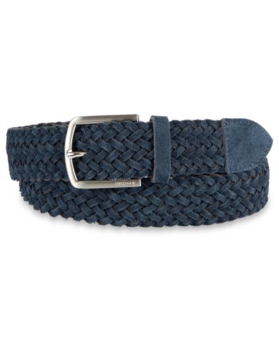 35MM Tommy Hilfiger Men's Suede Braided Silver-Tone Finish Belt