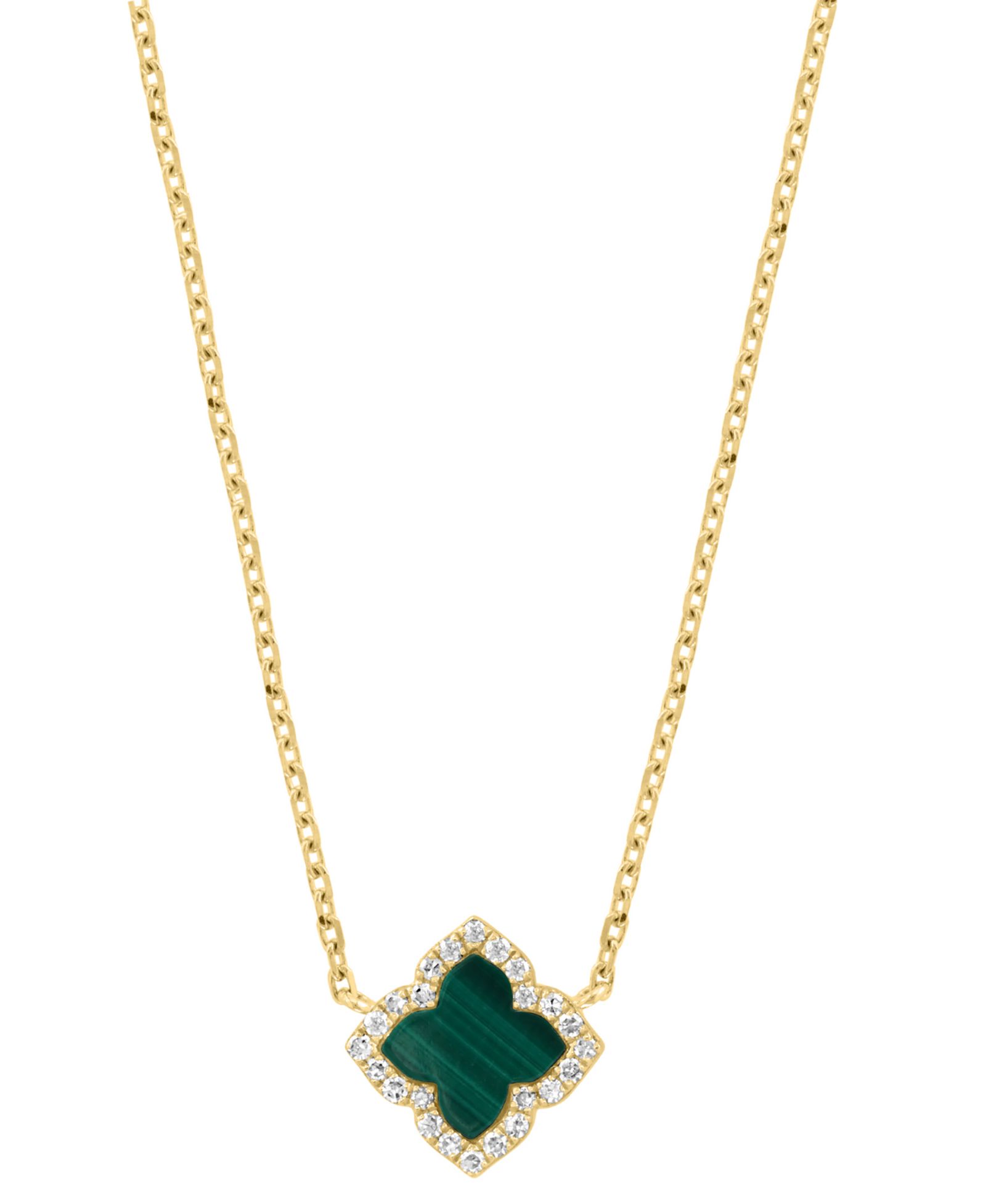 Подвеска-ожерелье EFFY Collection Diamond и Malachite в 14k желтом золоте