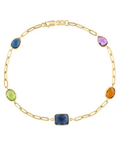 EFFY Collection Diamond Accent and Multi Gemstone (6-1/3 ct. t.w.) Bracelet in 14k Yellow Gold