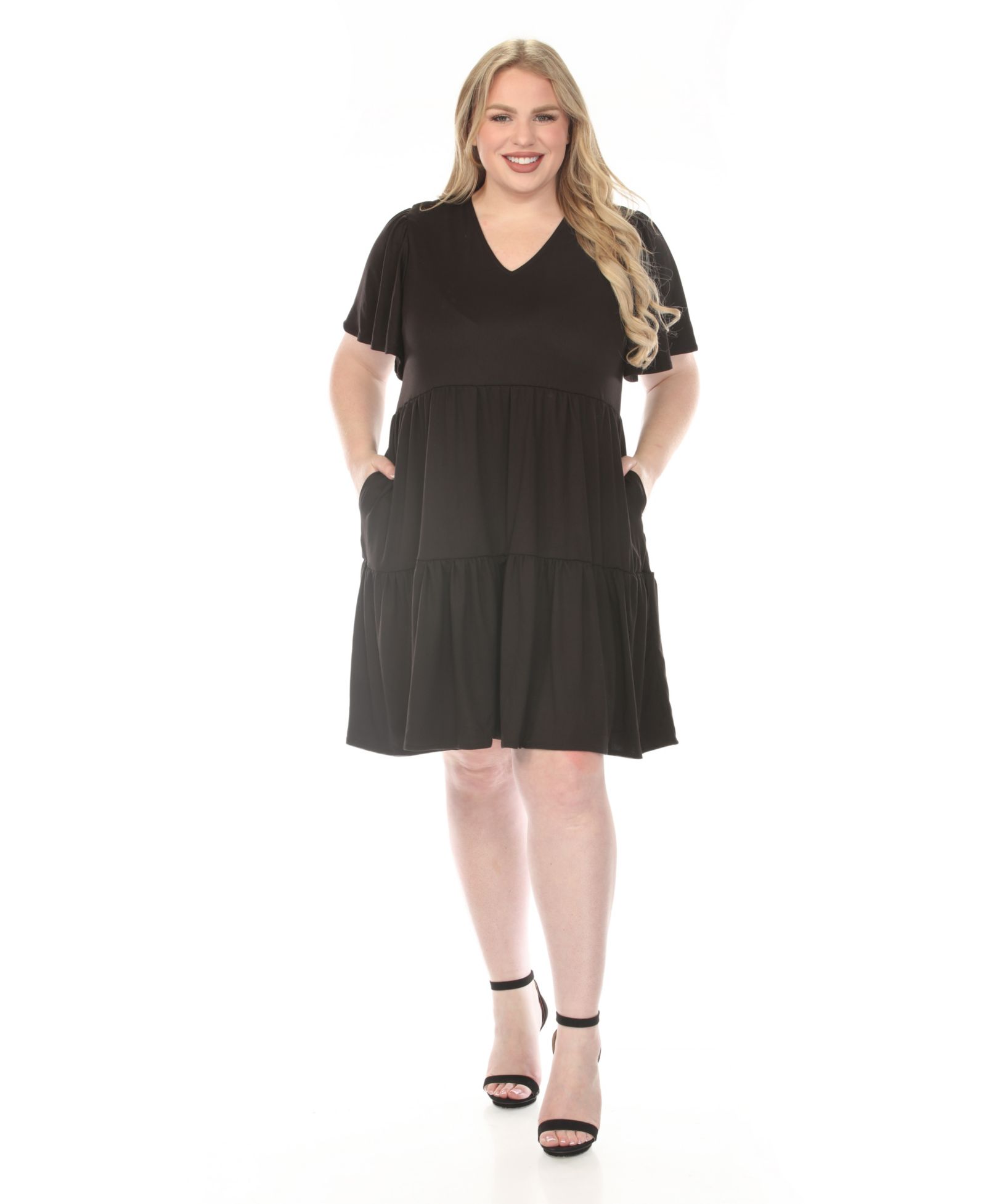 White Mark Женское платье Plus Size V-Neck Short-Sleeve
