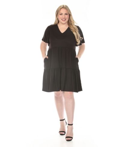 White Mark Plus Size V-Neck Short-Sleeve Dress