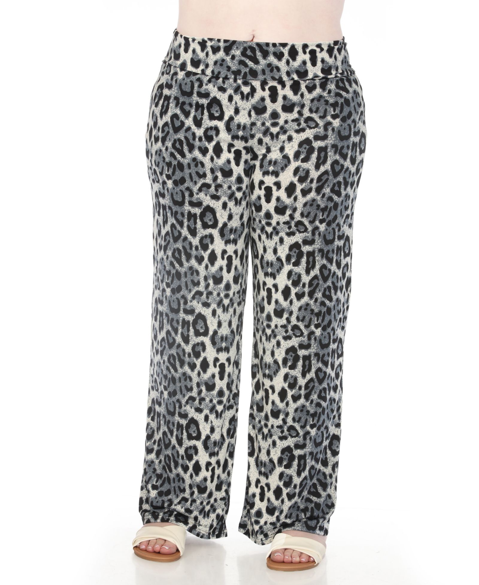 Брюки White Mark Plus Size High-Waist Floral Wide-Leg
