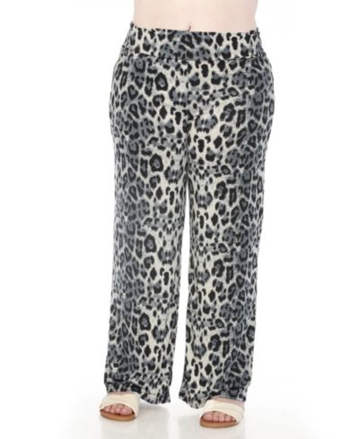 White Mark Plus Size High-Waist Floral Wide-Leg Pants