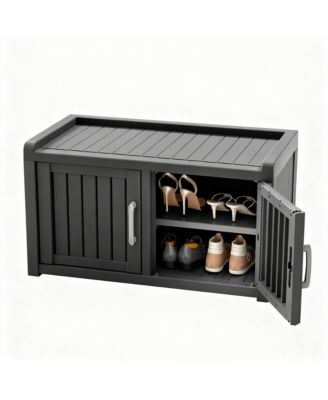 YIGII Waterproof UV-Resistant Shoe Storage Bench with Seat for Indoor/Outdoor Use