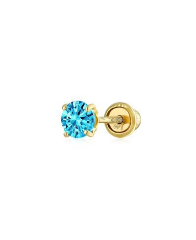 Bling Jewelry Cubic Zirconia Solitaire Stud Earring 14K Gold 1-Piece