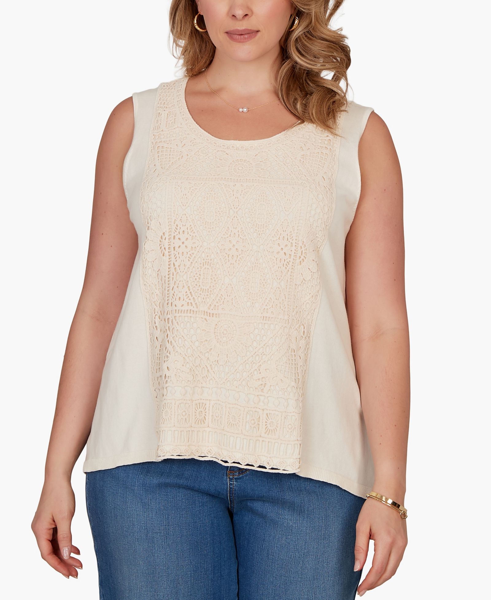 Ruby Rd. Plus Size вязаный топ-майка с переплетением Crochet Front