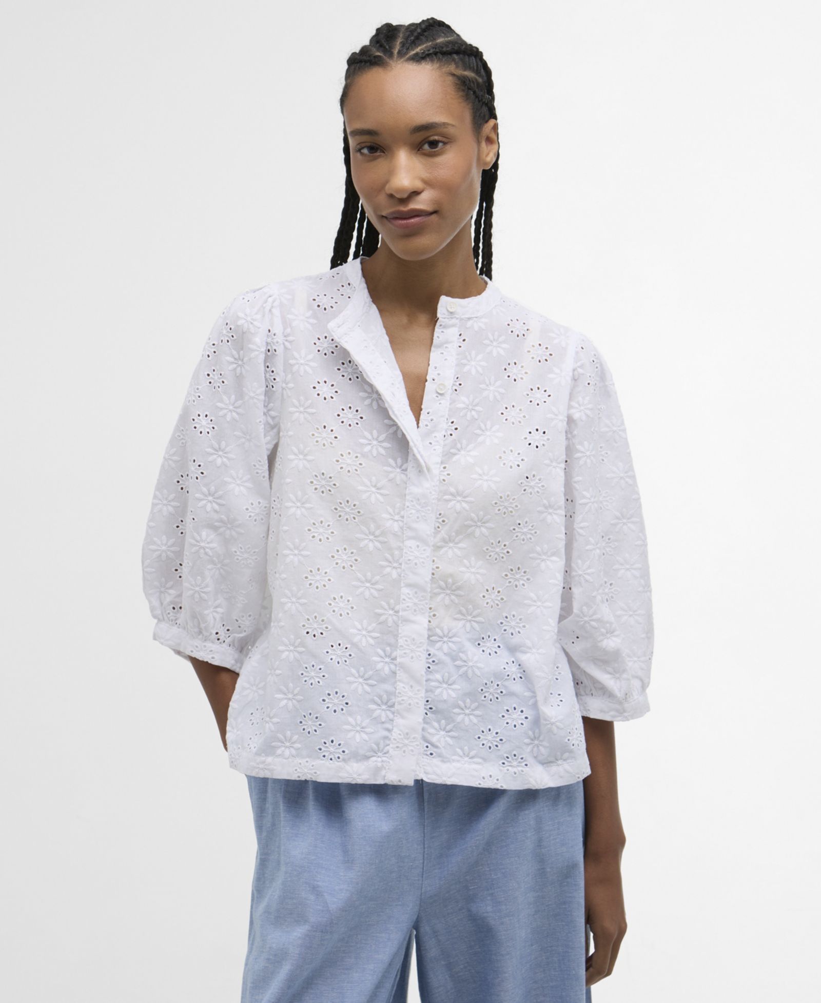 Женский топ Barbour Layla Broderie Anglaise с потайной планкой