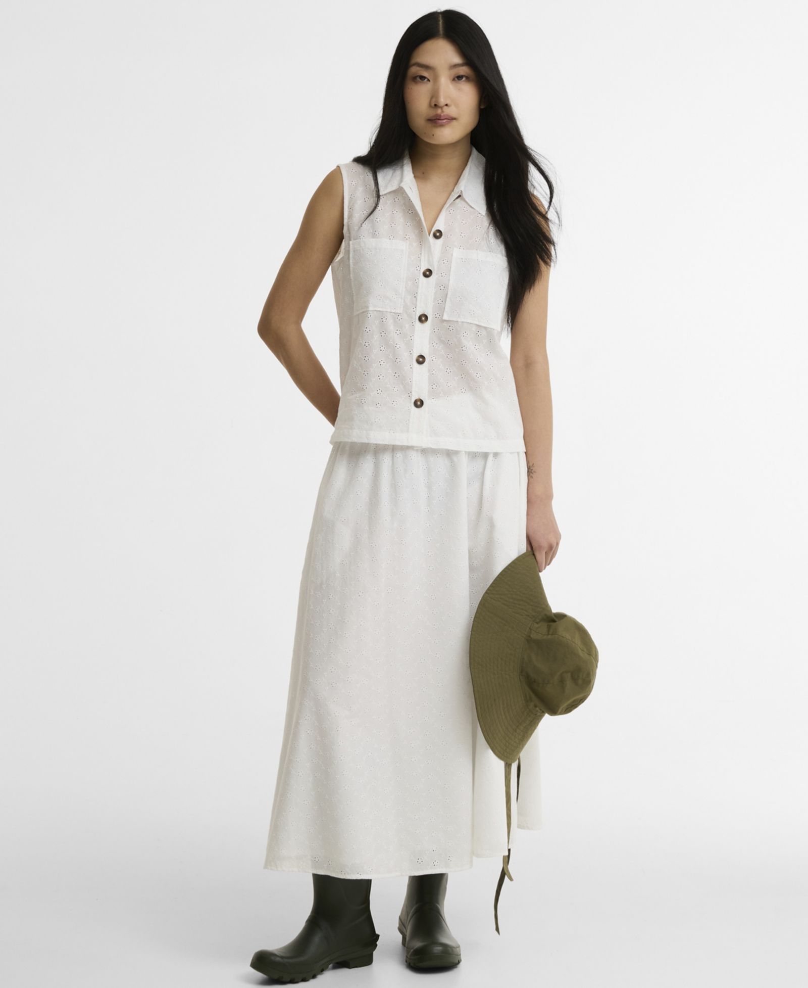 Barbour Women's Melody Broderie Anglaise Midi Skirt