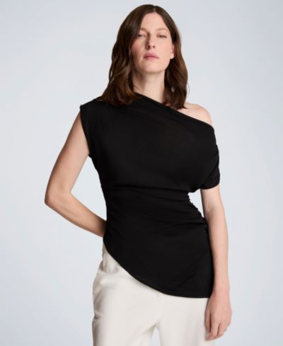 Kenneth Cole Women's Asymmetrical Drape Short-Sleeve Top