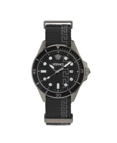 Мужские часы Versace Greca Force IP, черный матовый корпус Gunmetal, 42mm