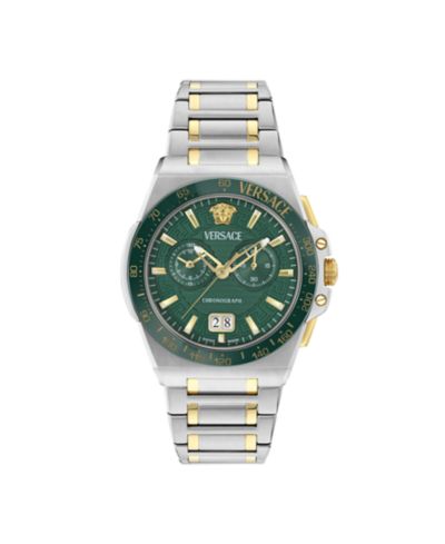 Versace Мужские двухцветные часы-браслет Greca Reaction, 43mm