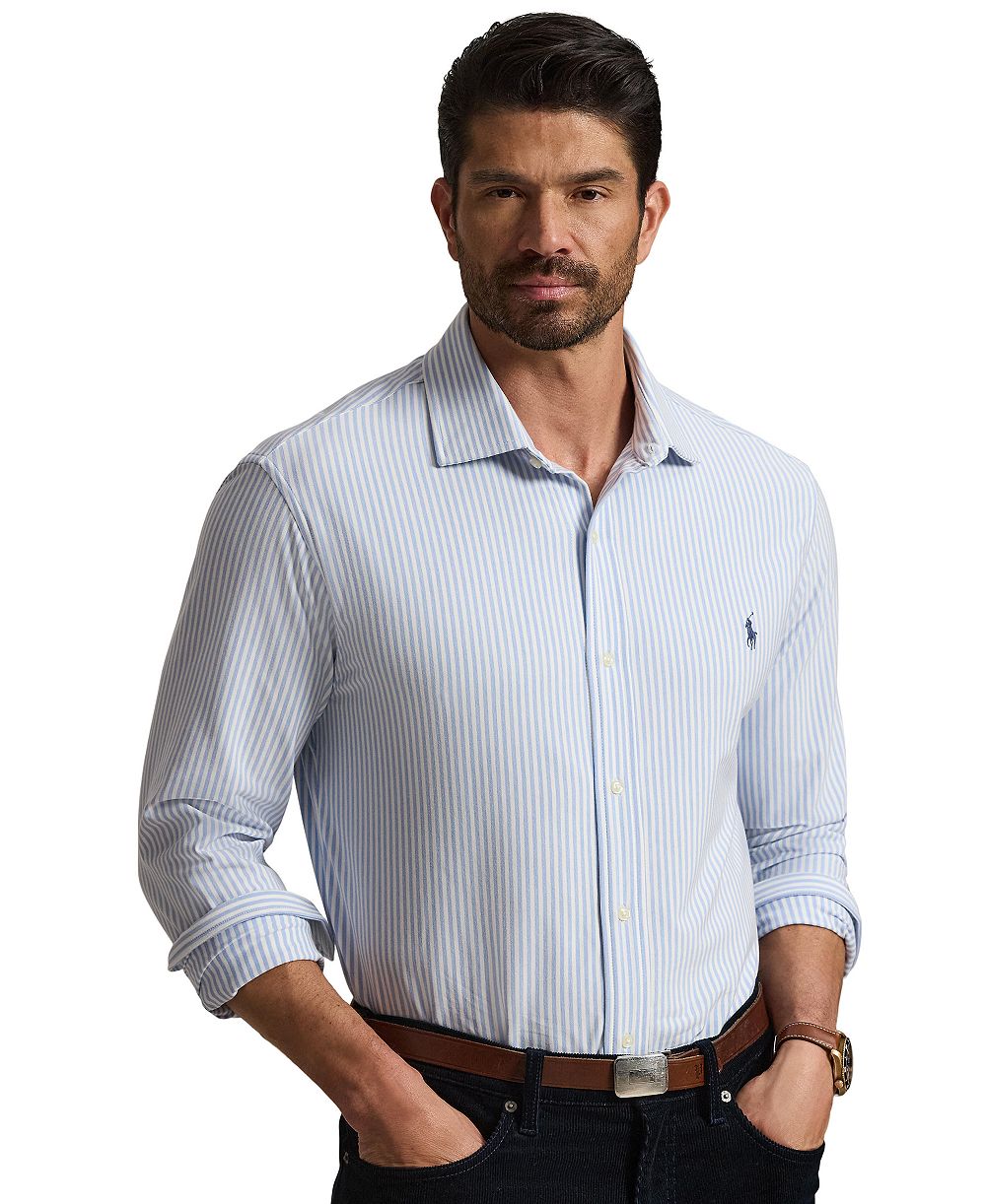 Polo Ralph Lauren мужская рубашка из оксфорда с полосатым эластичным трикотажем Big & Tall