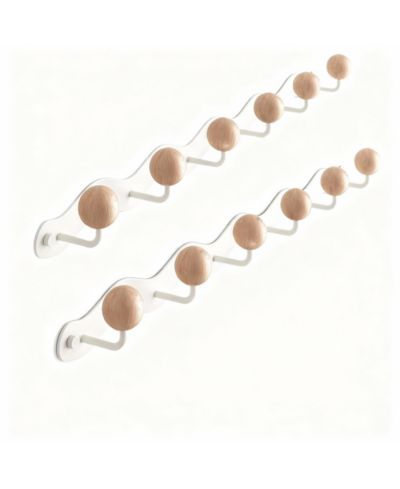 YIGII Heavy Duty Metal & Wood Coat Hooks Wall Mount, 6-Tri Hooks, Adhesive & Screw In-2pack
