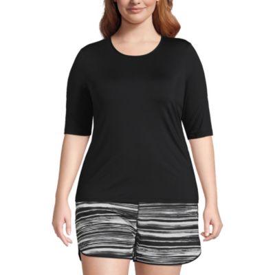 Мужская футболка для плавания Lands' End Plus Size SunShade UPF 50 Elbow Sleeve Rash Guard Swim Tee