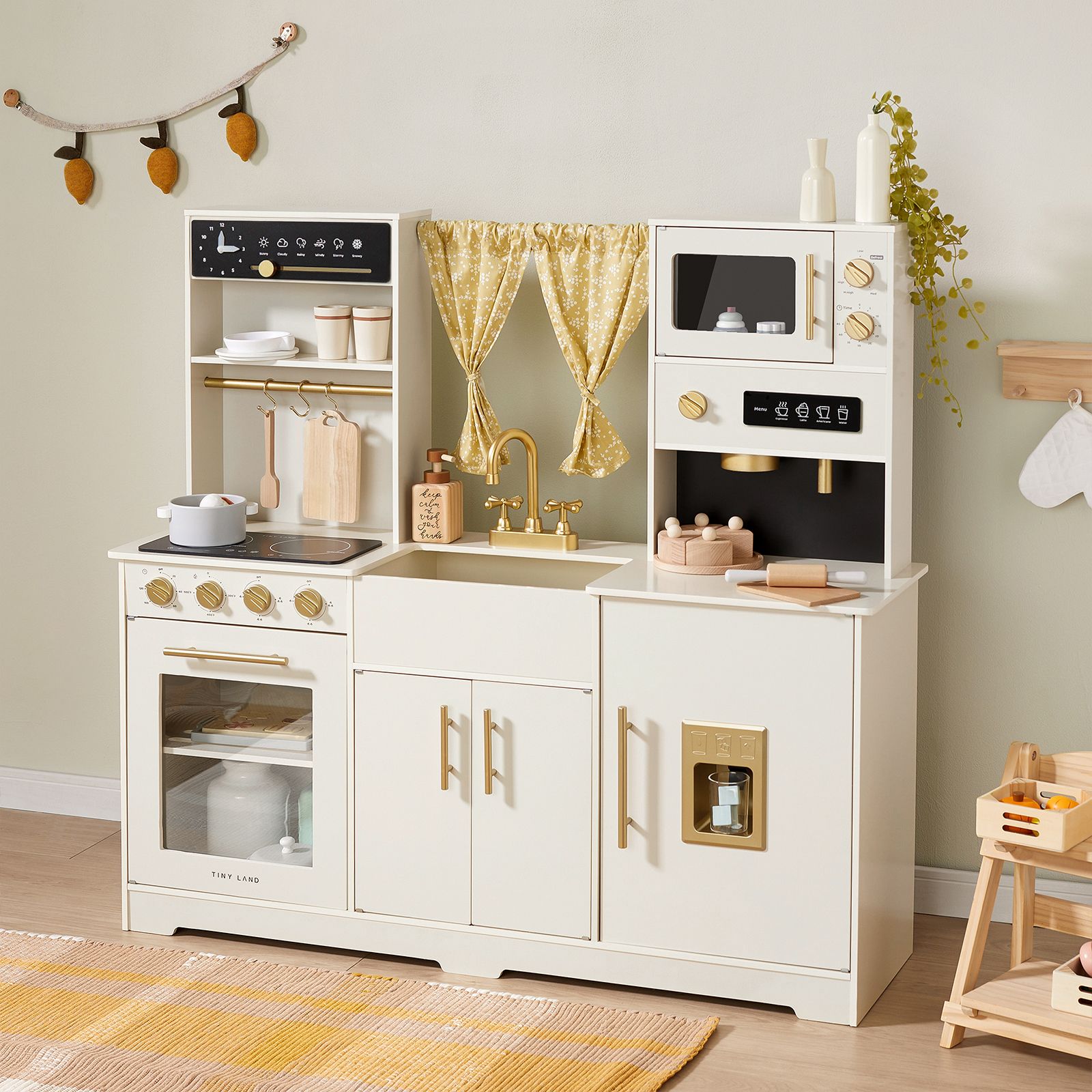 Tiny Land Iconic деревянная игровая кухня - набор для приготовления еды Cream Pretend для детей