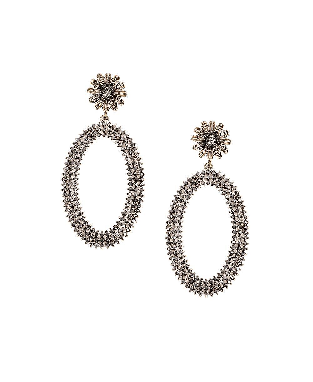 SOHI серьги Maxi Daisy Intricate Oval Drop