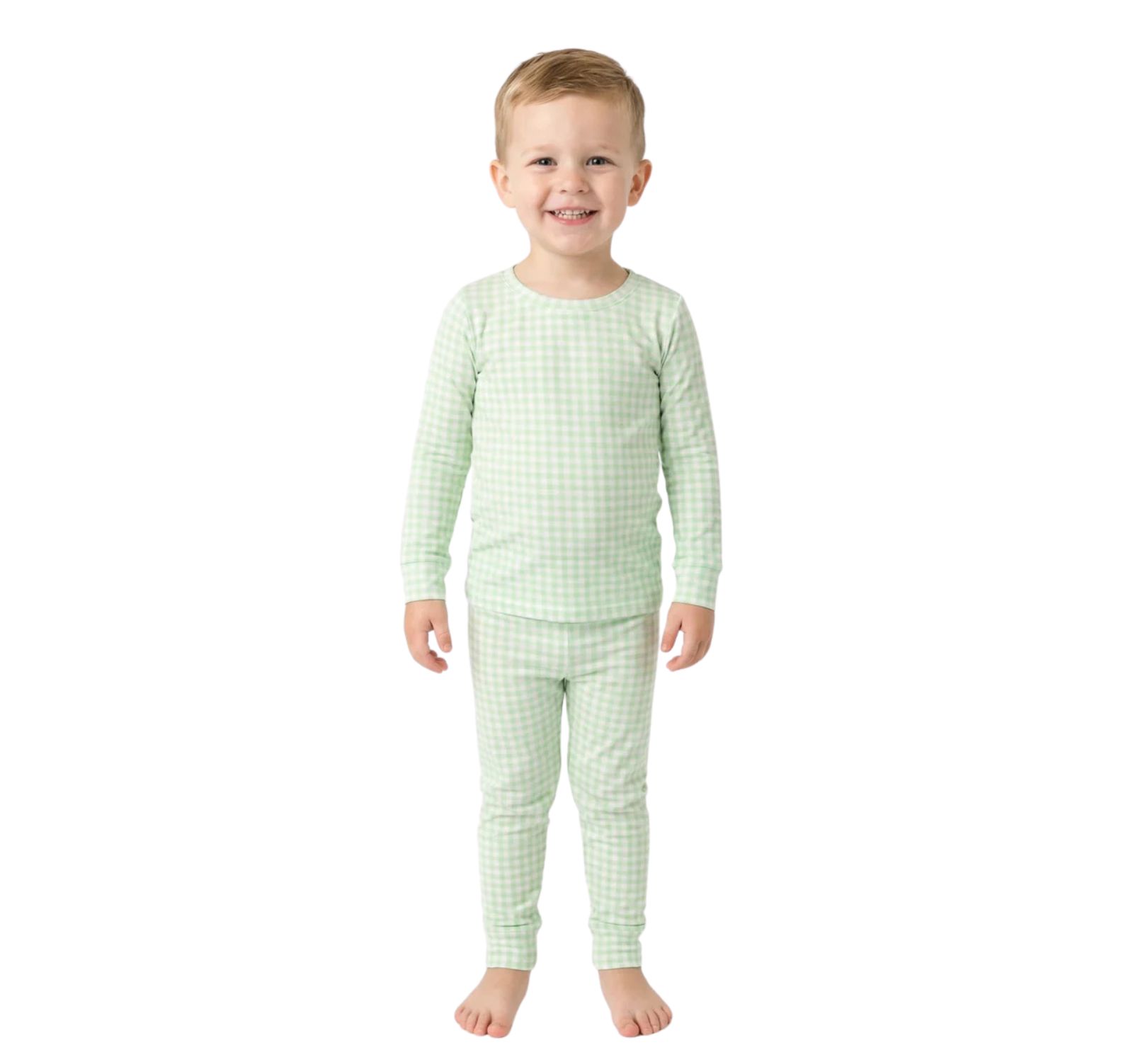 Motette Boys Pistachio Gingham Pajama Set - Toddler