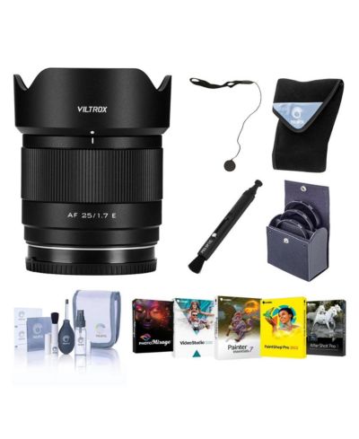 Viltrox AF 25mm f/1.7 Air E Lens (Sony E) with Pen Lens Cleaner,Lens Wrap, Cap Keeper for Camera Lens,Photo Video Art Suite Software Kit