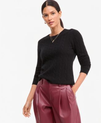 Charter Club Women's Cable-Knit Crewneck 100% Cashmere Sweater, Macy's Exclusive