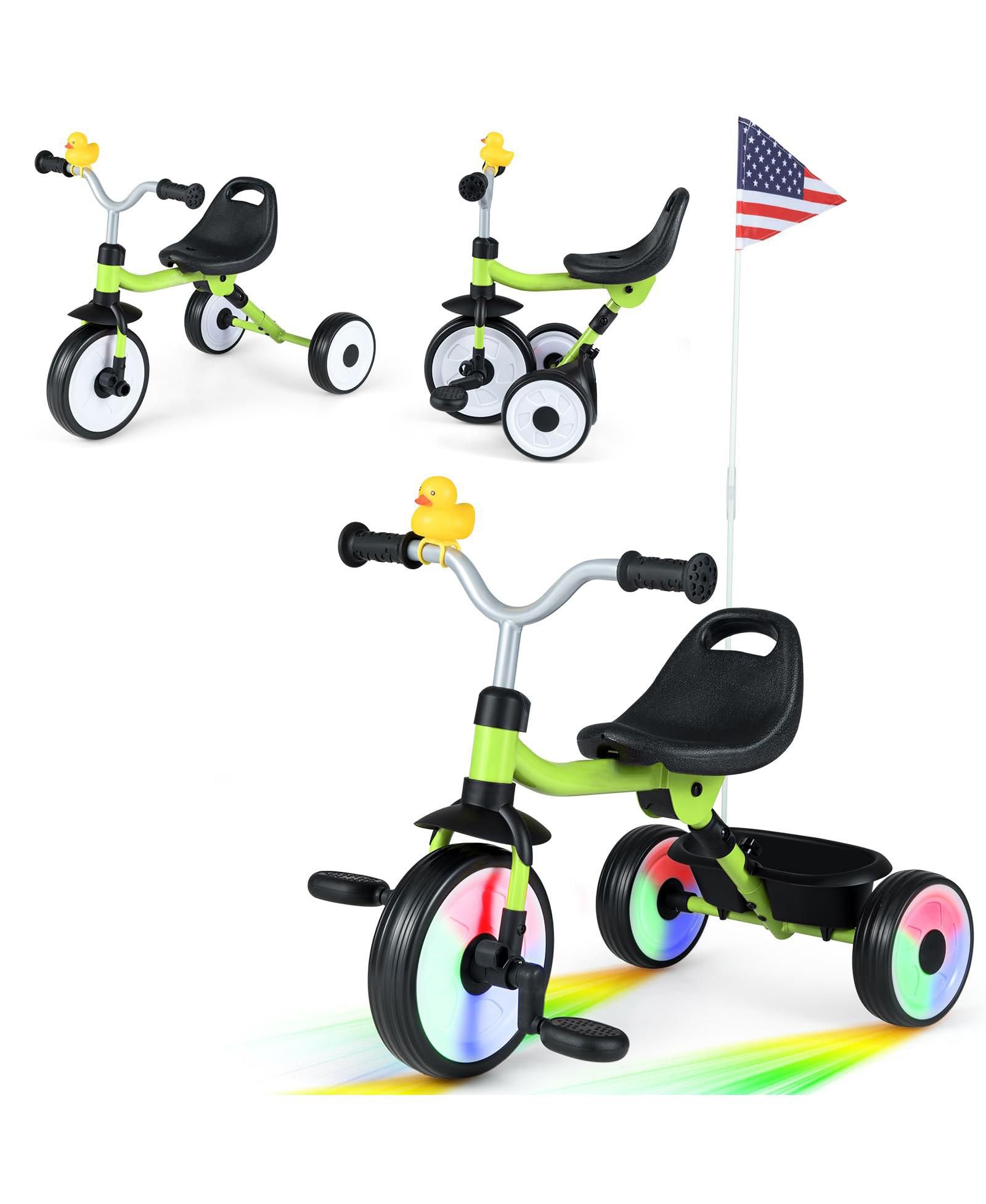 Mecale Toddler Tricycle с 3-Position Seat and Storage Basket для детей