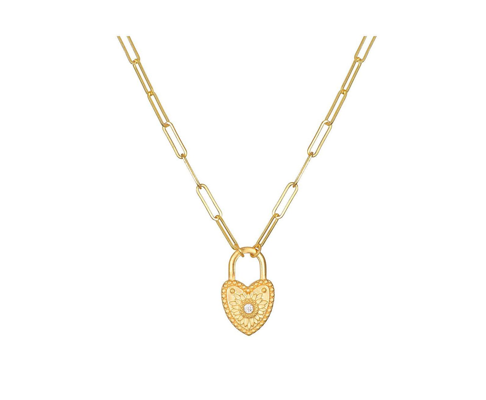 Satya Jewelry Ожерелье Love Everlasting с подвеской в виде сердца и замка