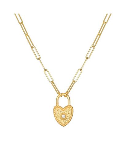 Satya Jewelry Ожерелье Love Everlasting с подвеской в виде сердца и замка