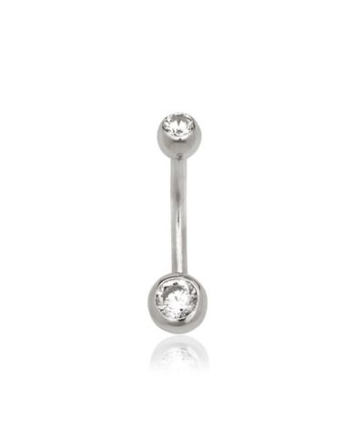Кольцо для пирсинга пупка Curata Jewelry с двойным безелем из желтого или белого золота 14k 14G с кубическим цирконием