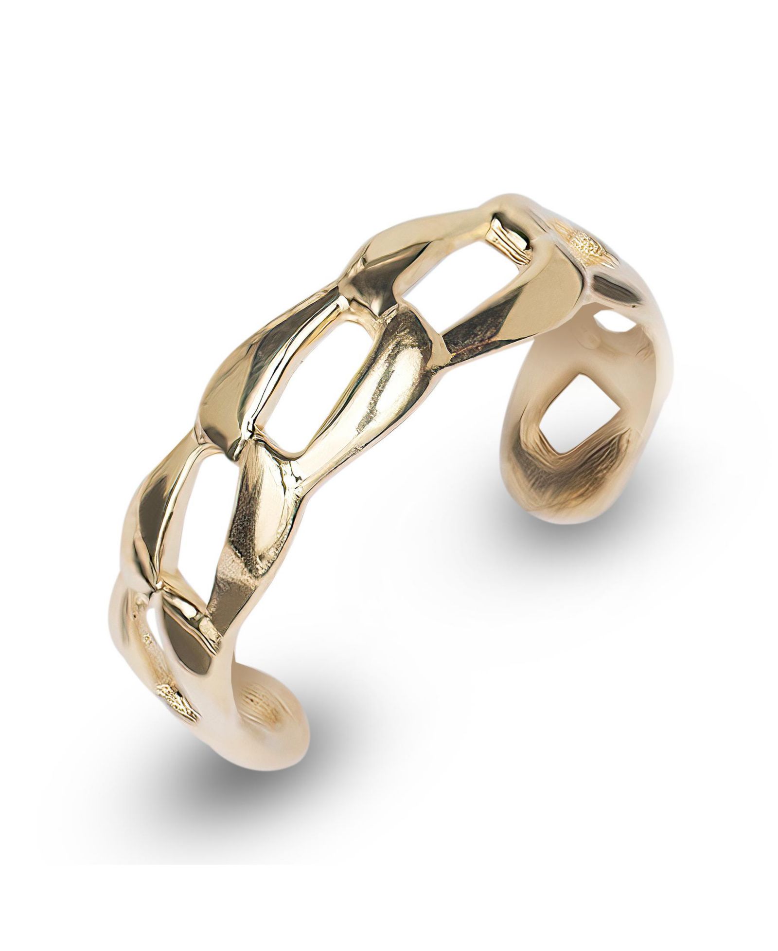 Кольцо для пальца Curata Jewelry Solid 10k Yellow Gold 4mm Flat Curb Link