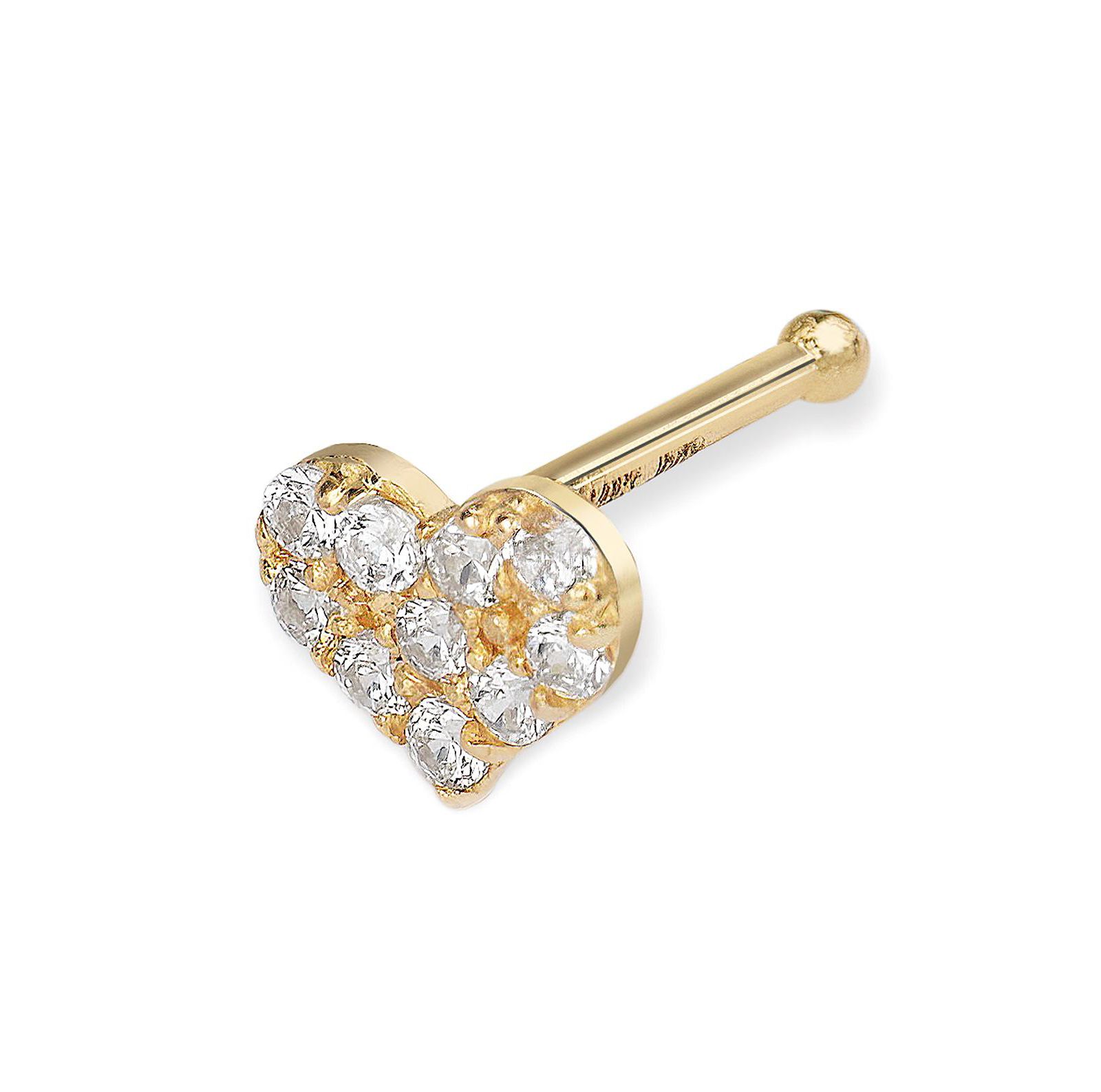 Серьга-гвоздик Curata Jewelry с кубическим цирконием и золотом 14k