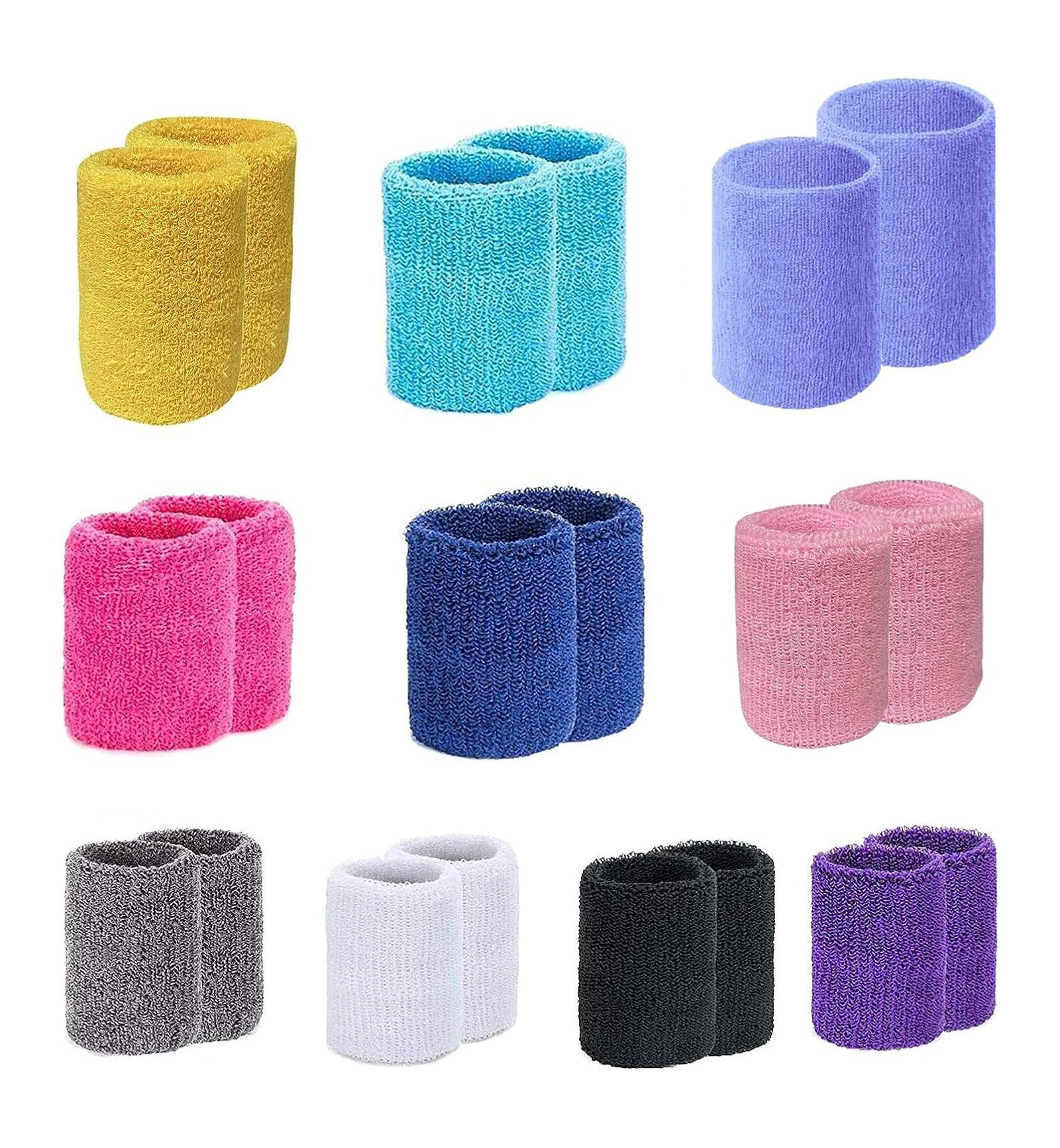 Напульсники Magicorange 10 Pairs Wrist Sweatbands for Men and Women Cotton Terry Cloth Absorbing Wrist Bands for Tennis Basketball Running and Gym Training