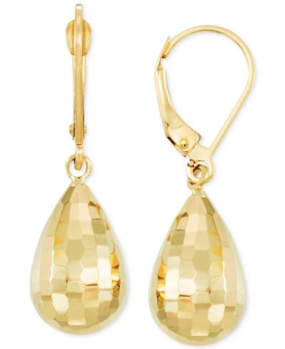 Macy's Серьги-капли с зеркальной огранкой, 14k Gold