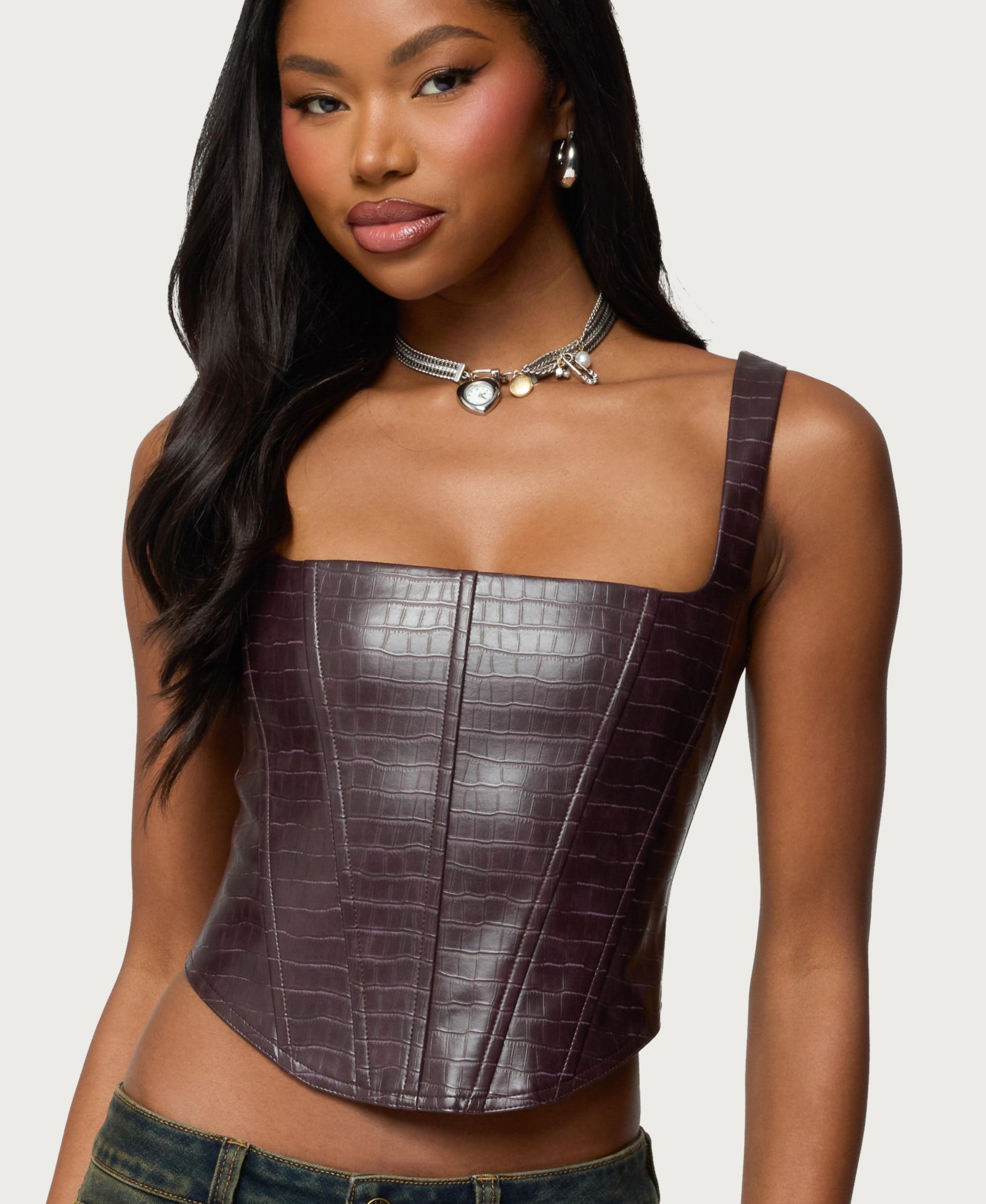 Женский корсетный топ Edikted Women's Shana Faux Croc Corset Top