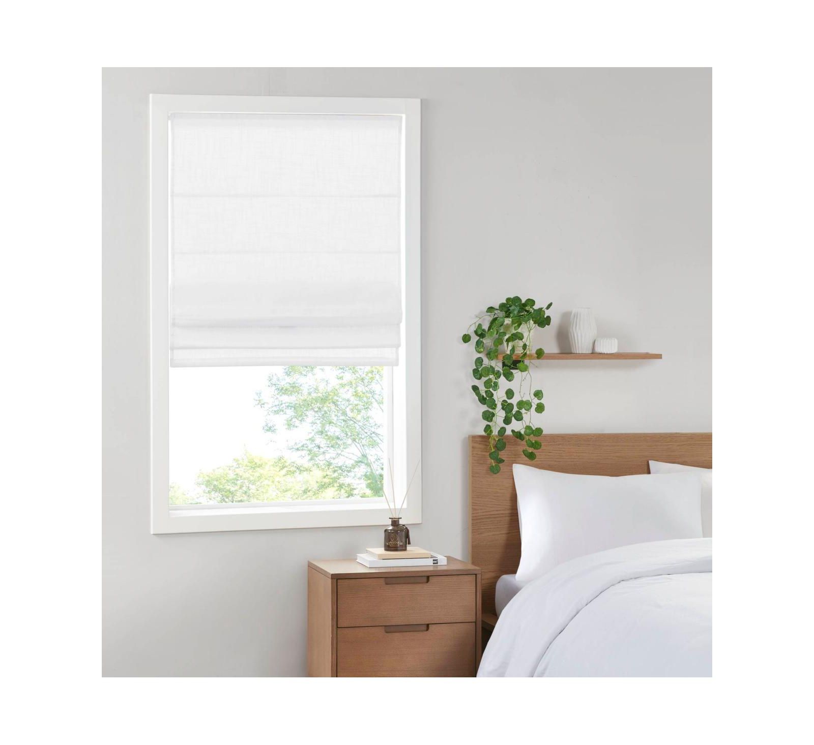 LAOTIES Linen Blend Light Filtering Cordless Roman Shade