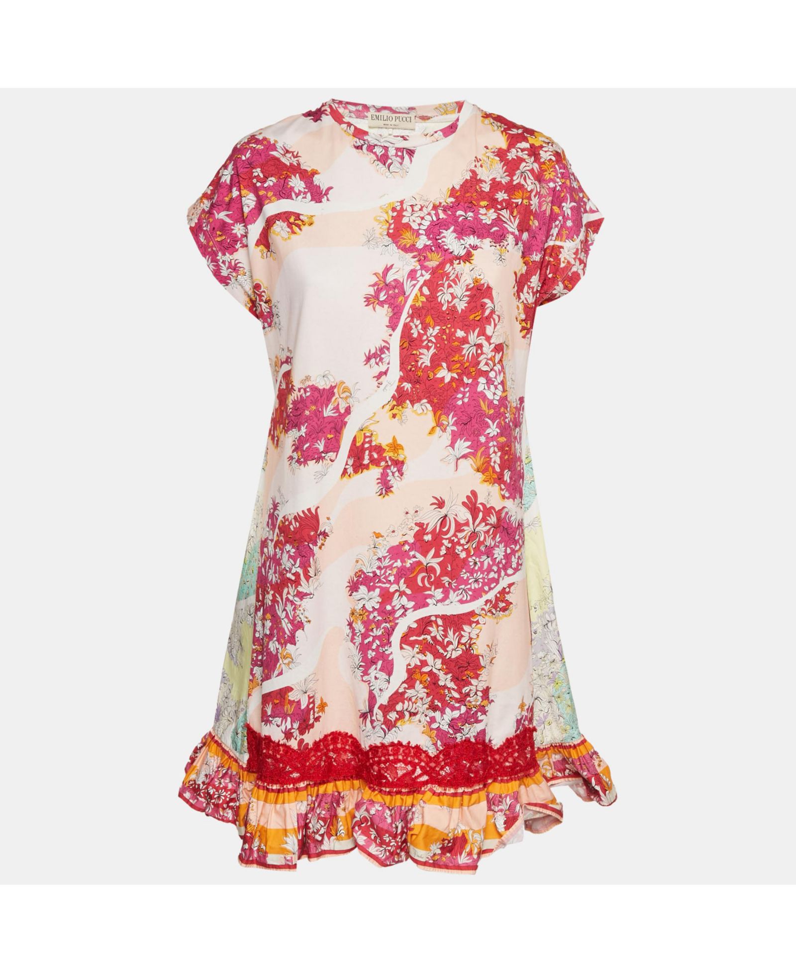 Женское мини-платье Emilio Pucci с цветочным принтом из хлопка, б/у