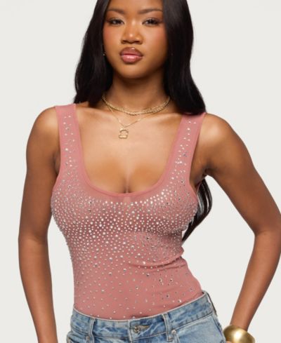 Боди Edikted Women's Angelita Rhinestone Sheer Mesh