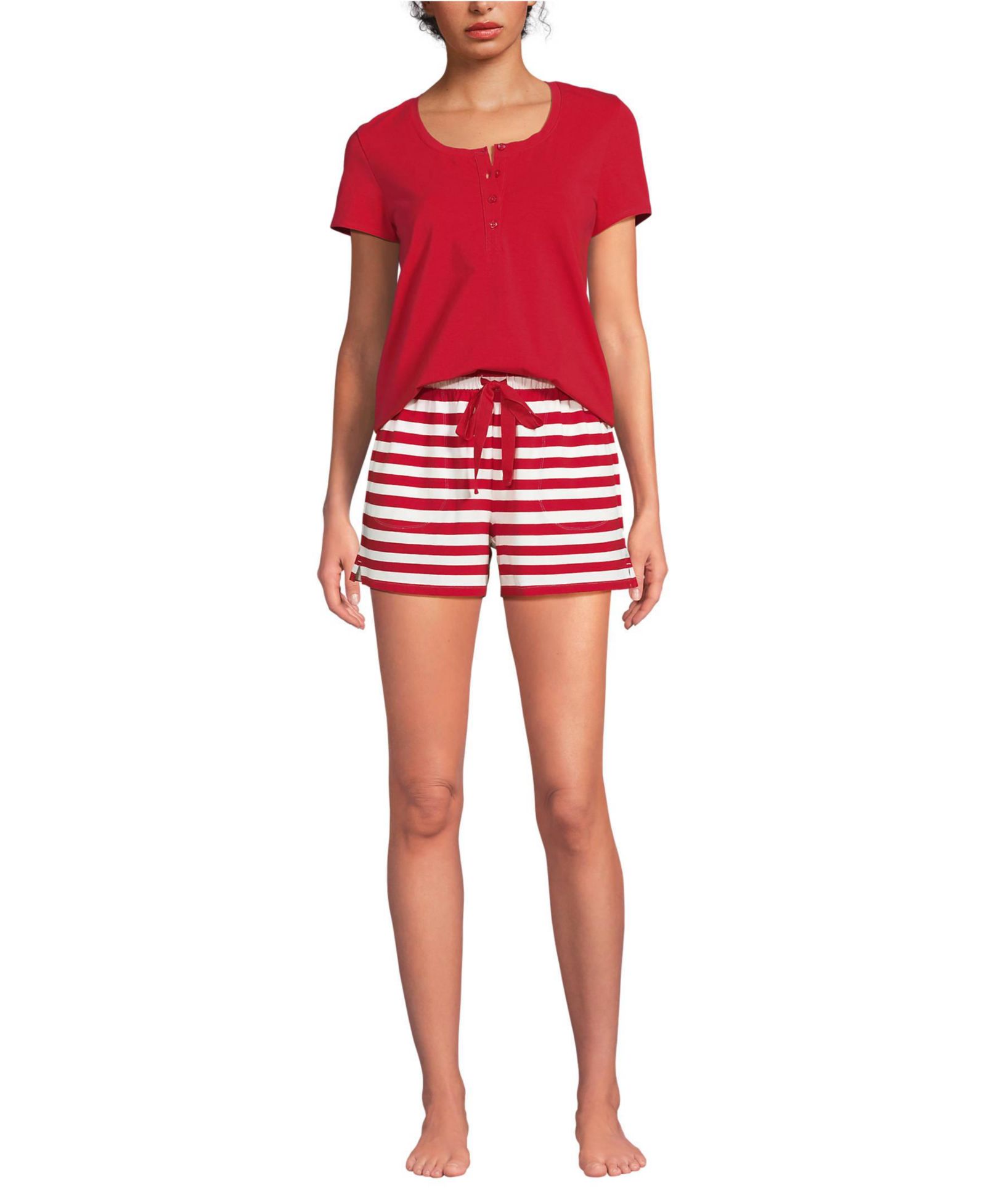 Женский комплект пижамы Lands' End Knit 2 Piece Short Sleeve Top and Shorts