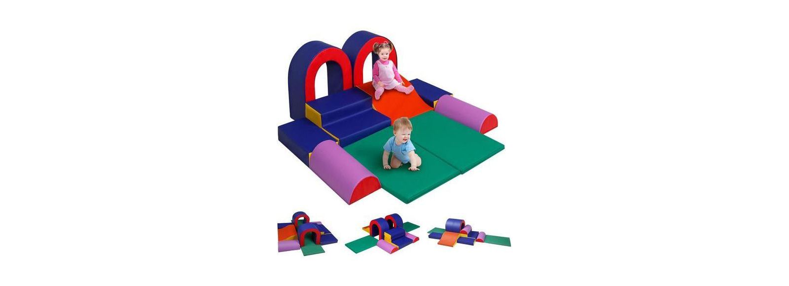 Kinder King 10-Piece Climb and Crawl Activity Play Set, Soft Foam Block for Climbing, Crawling and Sliding