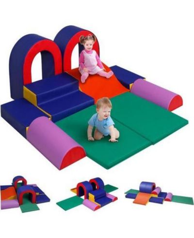 Kinder King 10-Piece Climb and Crawl Activity Play Set, Soft Foam Block for Climbing, Crawling and Sliding