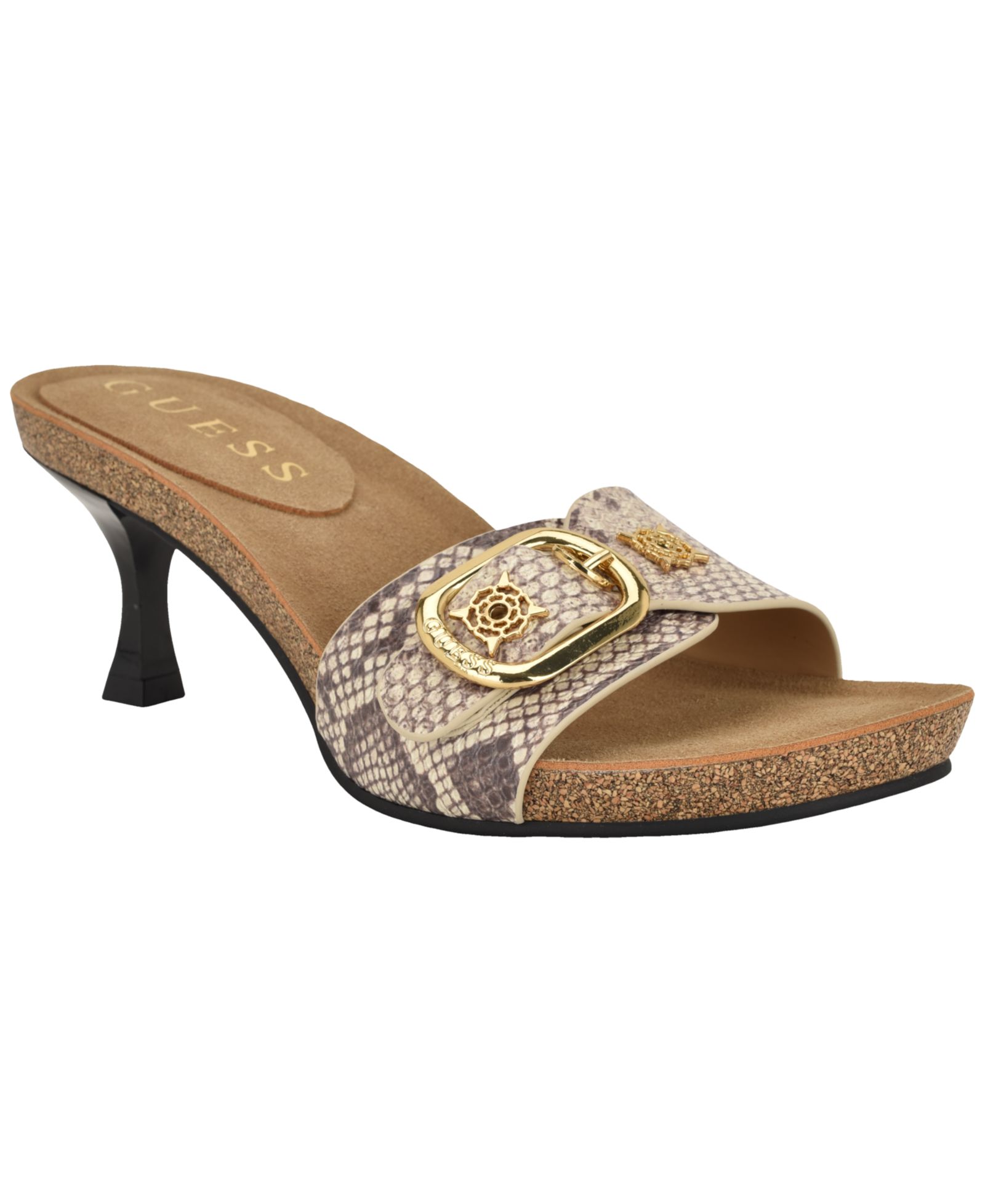 GUESS Women's Dexta Ornamented Slip-On Kitten Heel Sandals