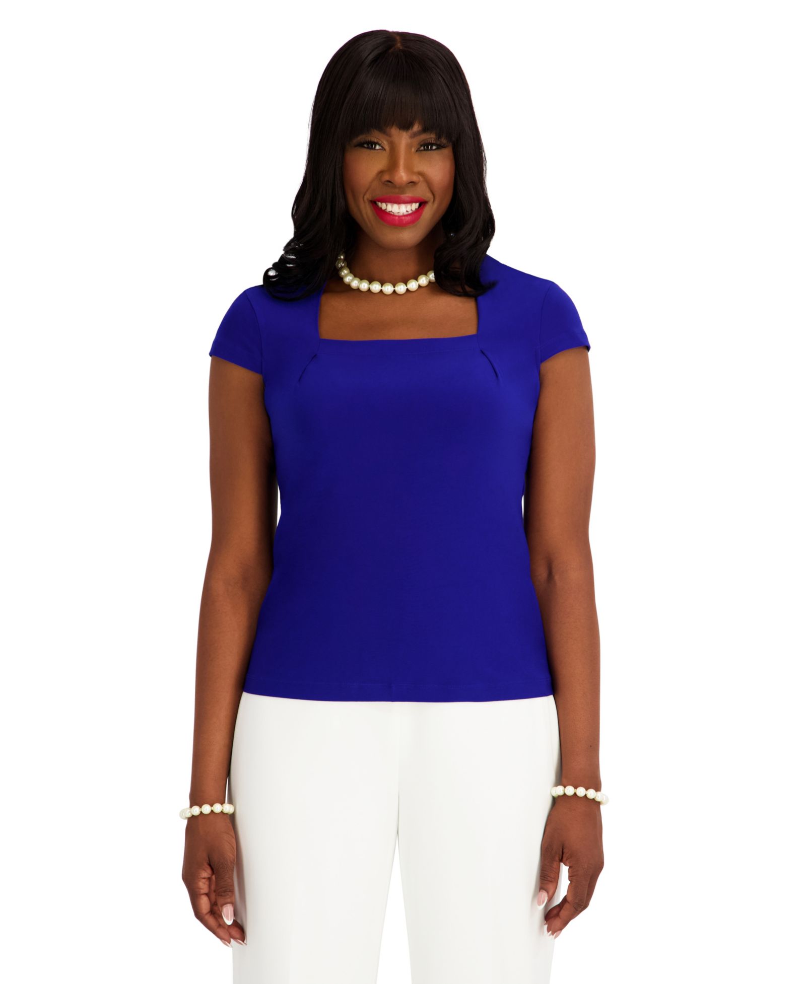 Kasper Women's Square Neck Short-Sleeve Top