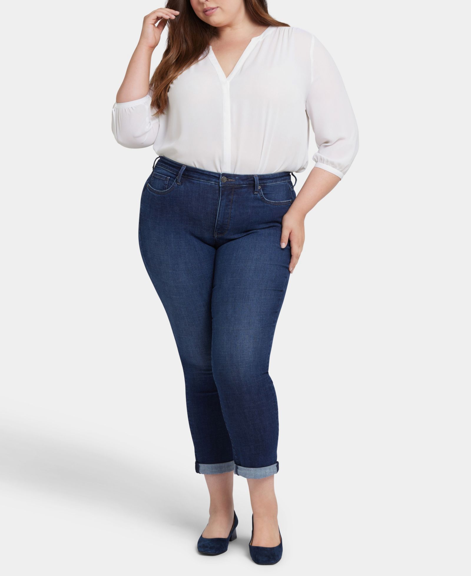 NYDJ Plus Size Sheri Slim Ankle Roll Cuff Jeans