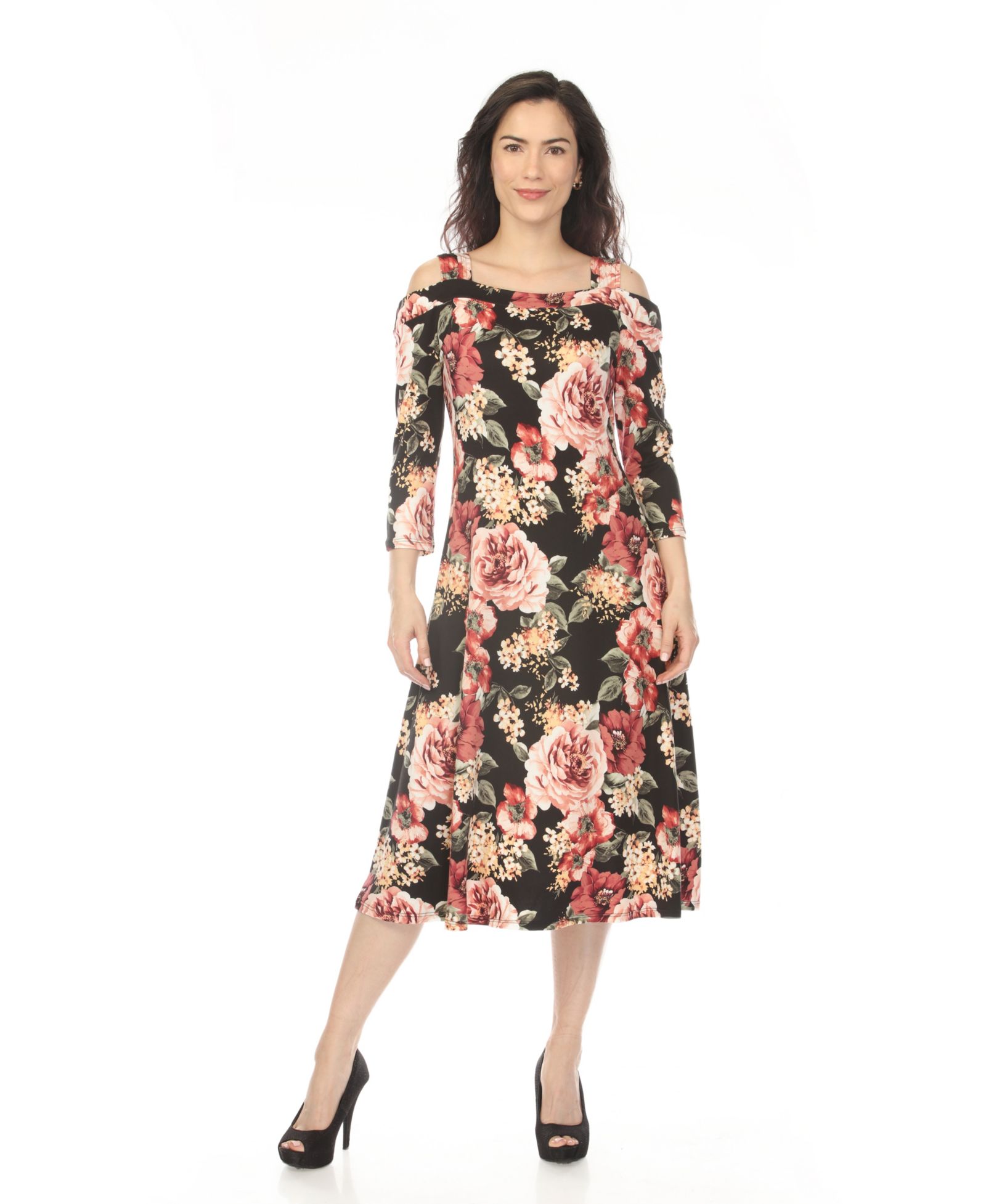 Платье White Mark Women's Cold Shoulder 3/4 Sleeve