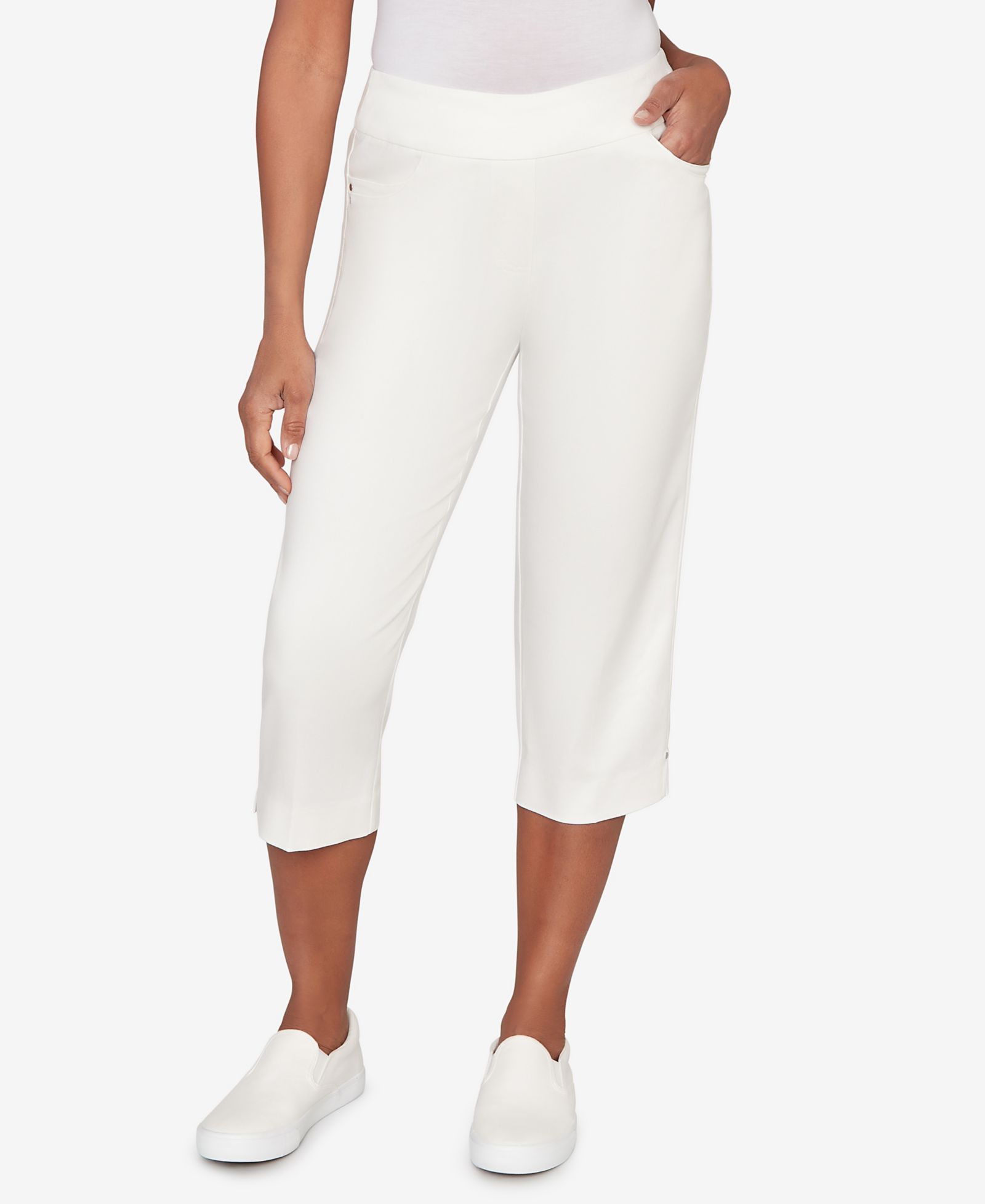 Alfred Dunner Women's Resort Living Smooth Waist Easy Pull- On Capri Pants